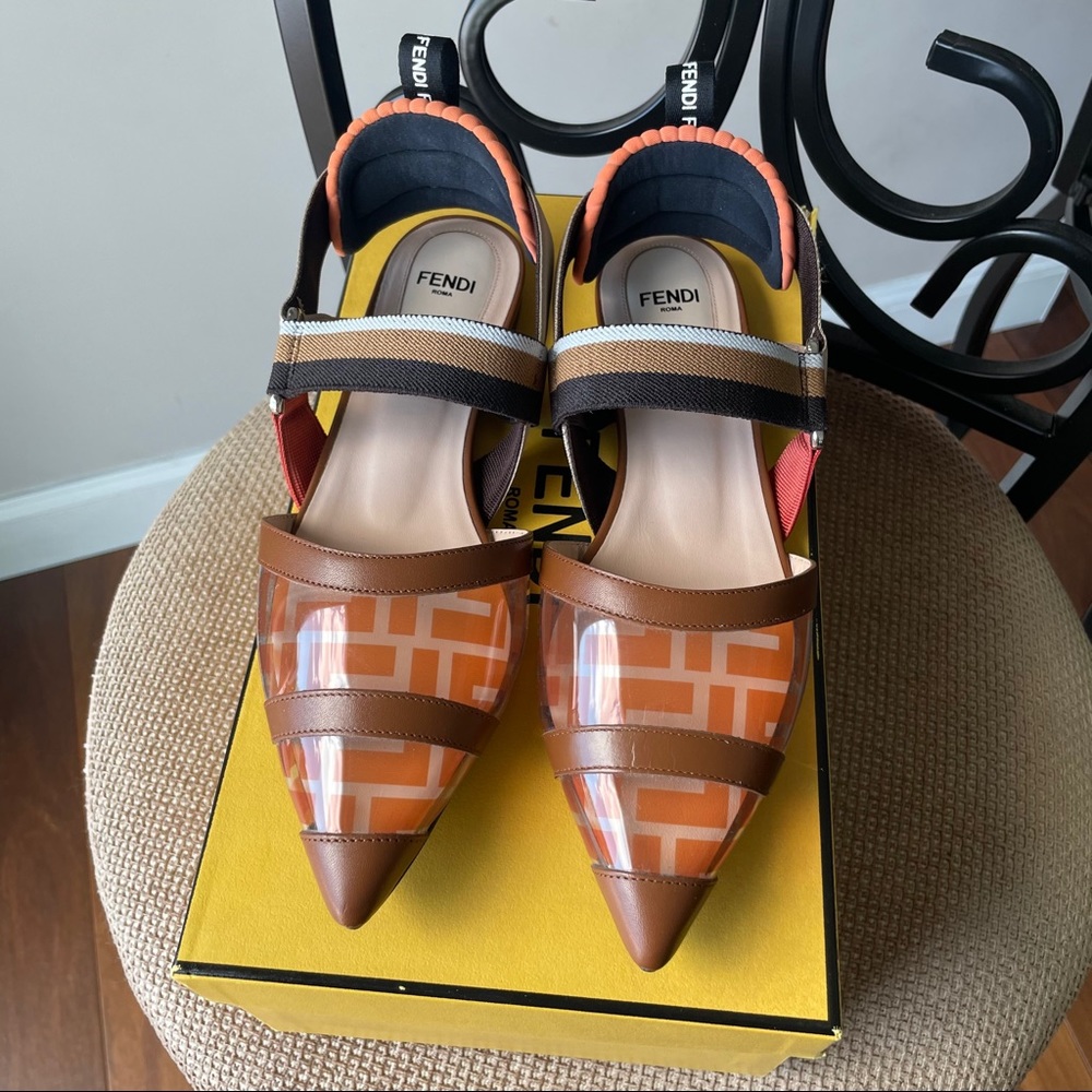 Fendi FF colibri slingback flats